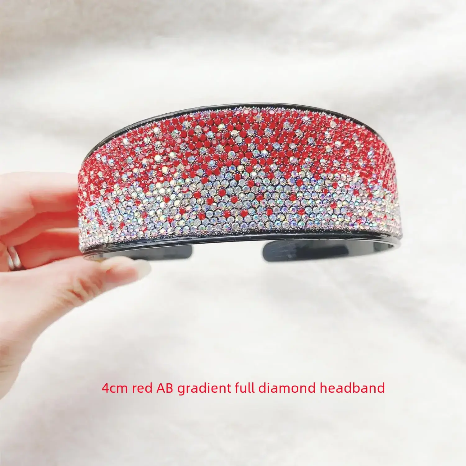 Full Diamond Rhinestone Wide Hoop Black White