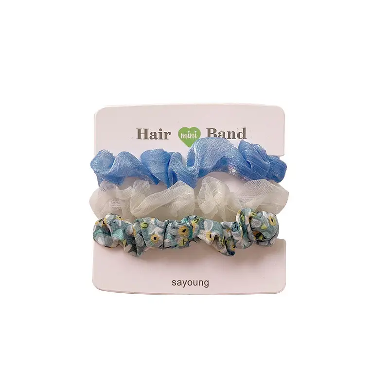 Floral Mesh Hair Rings Pink Blue Sweet Retro Artistic