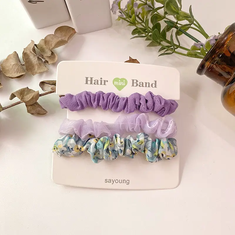 Floral Mesh Hair Rings Pink Blue Sweet Retro Artistic