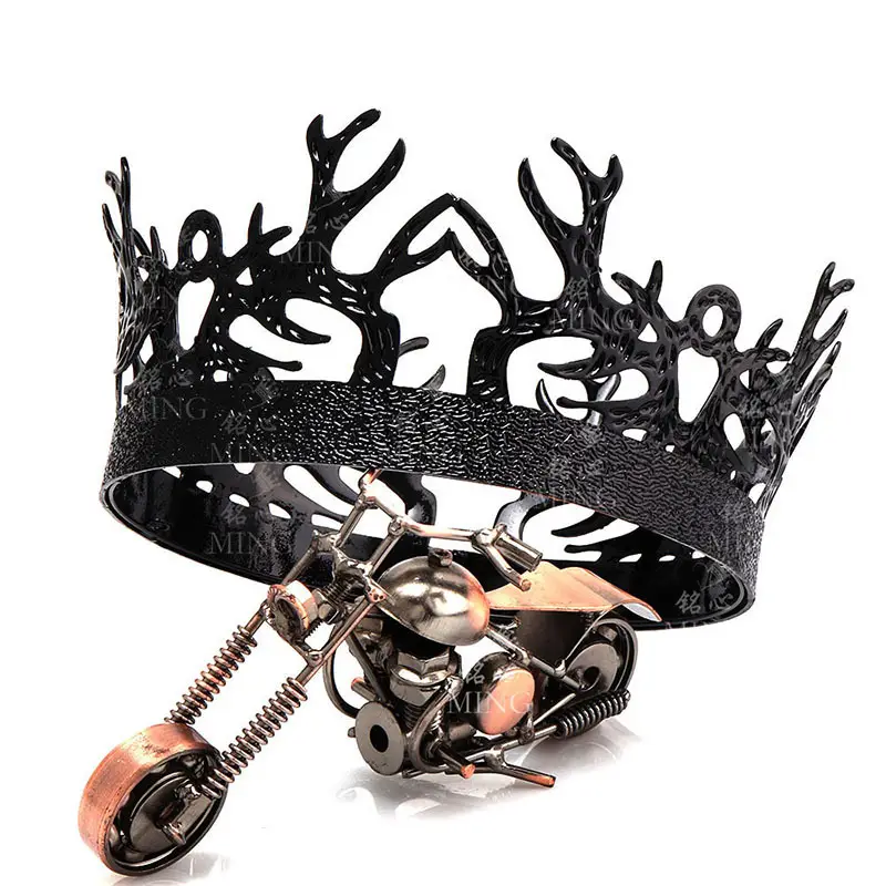 Black Metal Crown for Men Women Royal Crown Performance Props