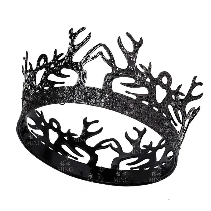 Black Metal Crown for Men Women Royal Crown Performance Props