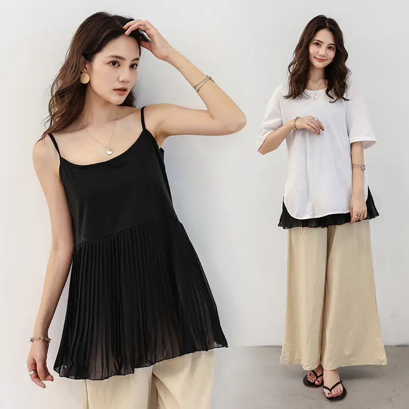White Pleated Cotton Top with Flared Skirt Set - Image 4