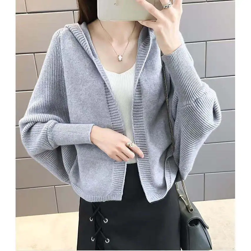 Women's 2024 Knitted Hooded Cardigan Jacket Small - Image 8
