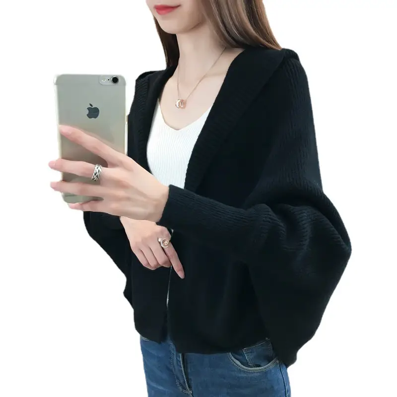 Women's 2024 Knitted Hooded Cardigan Jacket Small - Image 11