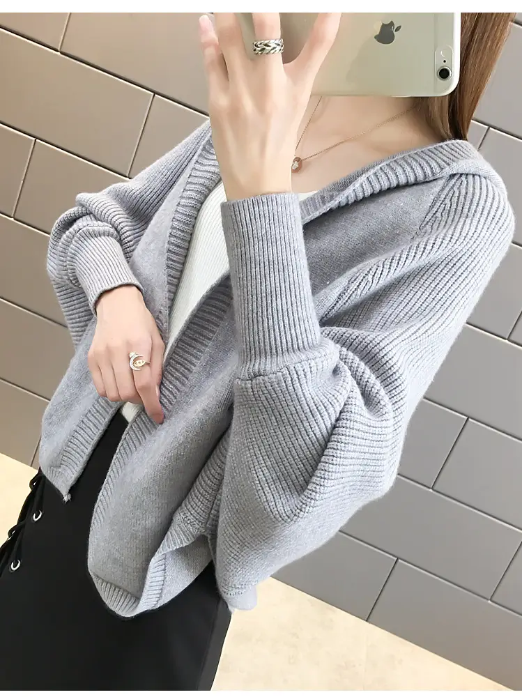 Women's 2024 Knitted Hooded Cardigan Jacket Small â feature 30
