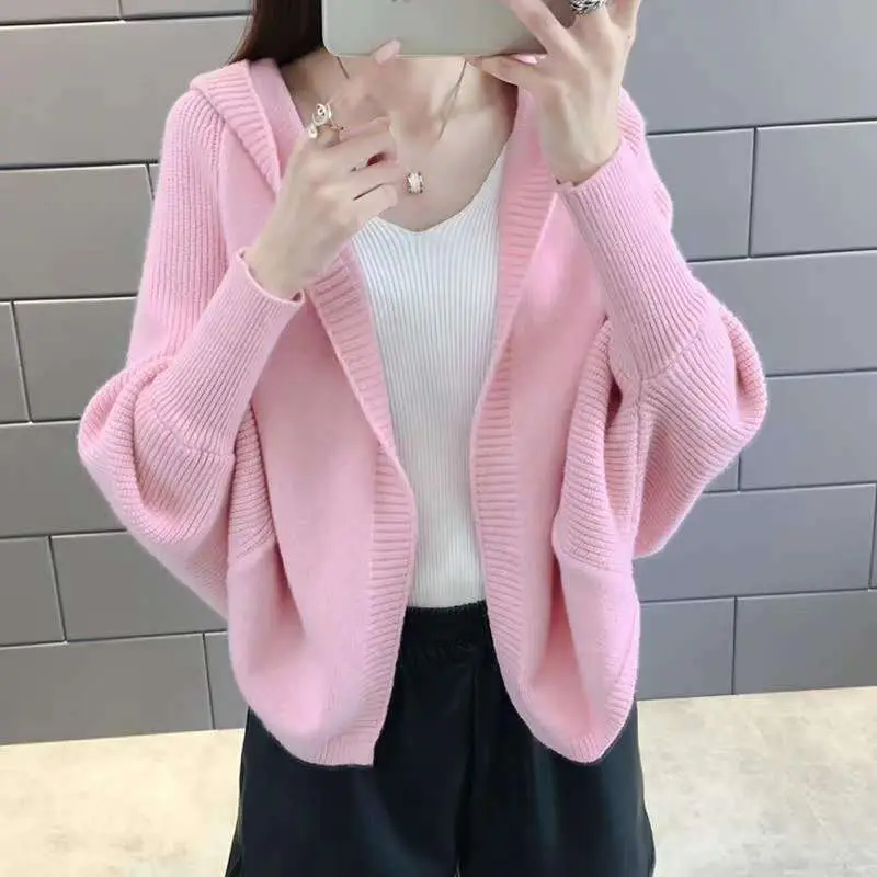 Women's 2024 Knitted Hooded Cardigan Jacket Small - Image 2