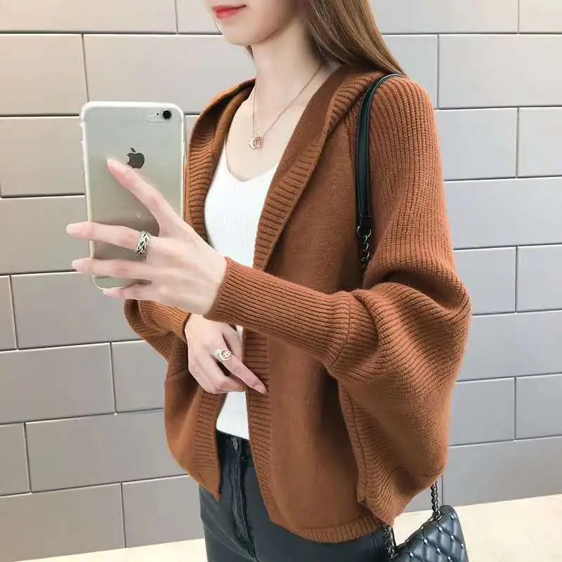 Women's 2024 Knitted Hooded Cardigan Jacket Small - Image 5