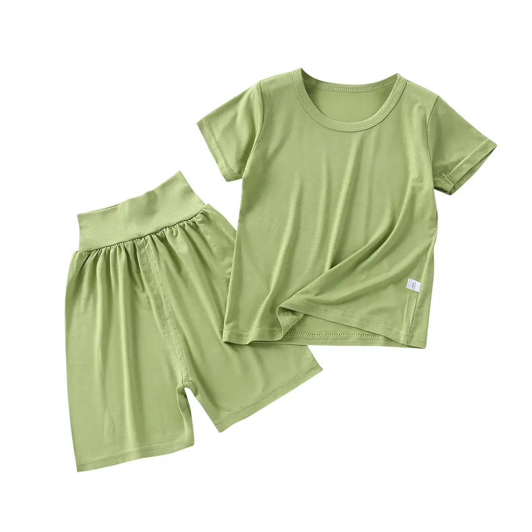 Modal Set with Face Mask, High-Waisted Belly-Protecting Loungewear, Boys' and Girls' Pajamas, Pure Cotton, Moisture-Wicking, for Toddlers and Children