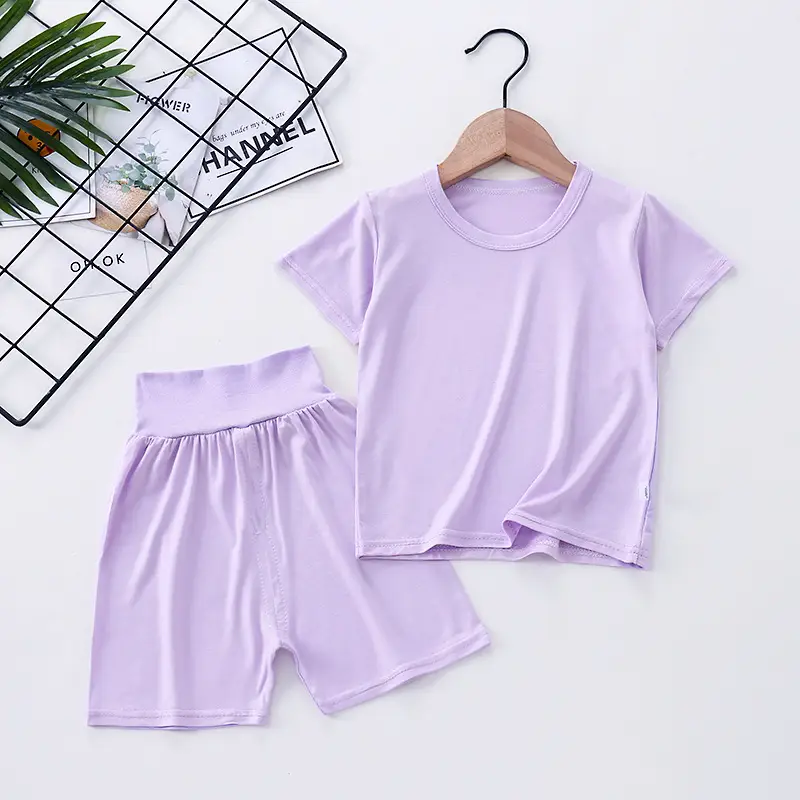 Modal Set with Face Mask, High-Waisted Belly-Protecting Loungewear, Boys' and Girls' Pajamas, Pure Cotton, Moisture-Wicking, for Toddlers and Children