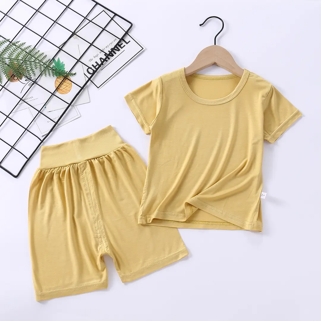 Modal Set with Face Mask, High-Waisted Belly-Protecting Loungewear, Boys' and Girls' Pajamas, Pure Cotton, Moisture-Wicking, for Toddlers and Children