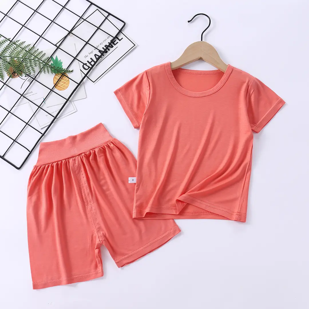 Modal Set with Face Mask, High-Waisted Belly-Protecting Loungewear, Boys' and Girls' Pajamas, Pure Cotton, Moisture-Wicking, for Toddlers and Children