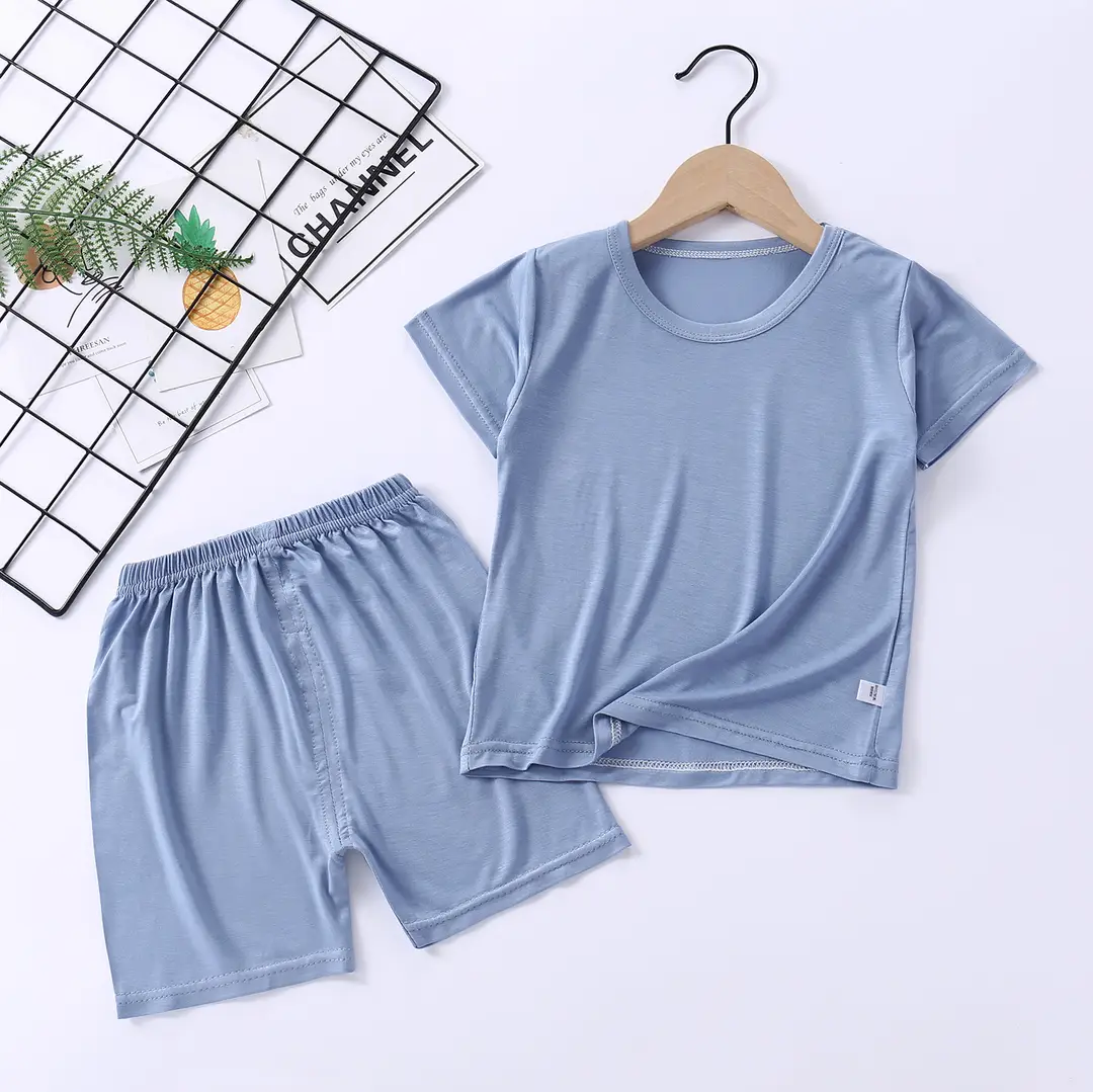 Modal Set with Face Mask, High-Waisted Belly-Protecting Loungewear, Boys' and Girls' Pajamas, Pure Cotton, Moisture-Wicking, for Toddlers and Children