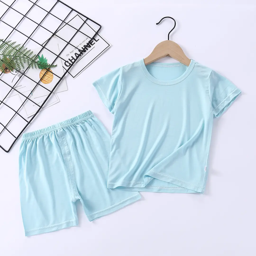 Modal Set with Face Mask, High-Waisted Belly-Protecting Loungewear, Boys' and Girls' Pajamas, Pure Cotton, Moisture-Wicking, for Toddlers and Children