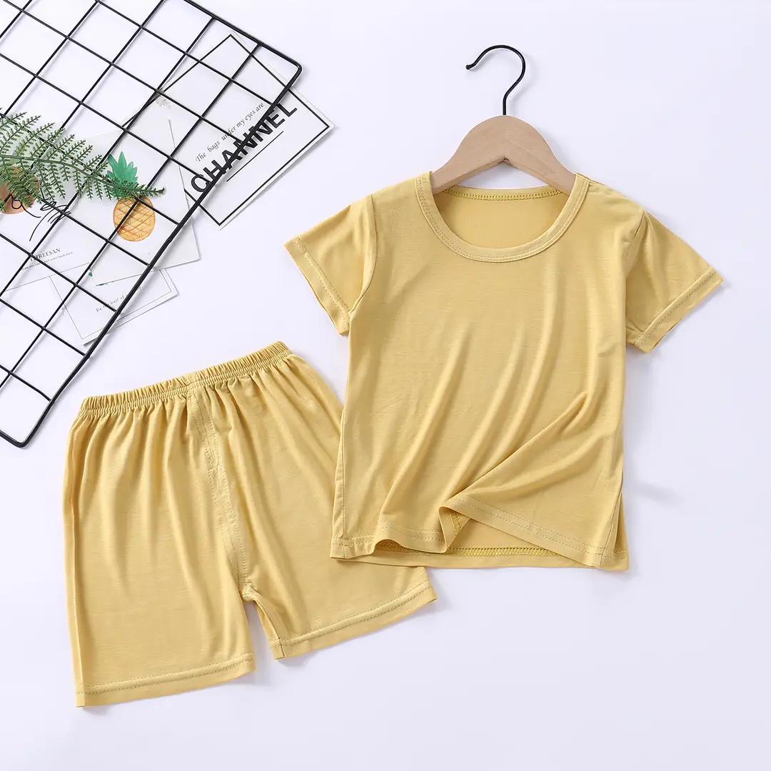 Modal Set with Face Mask, High-Waisted Belly-Protecting Loungewear, Boys' and Girls' Pajamas, Pure Cotton, Moisture-Wicking, for Toddlers and Children