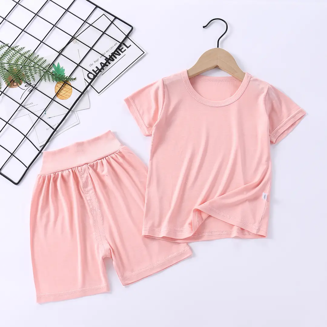 Modal Set with Face Mask, High-Waisted Belly-Protecting Loungewear, Boys' and Girls' Pajamas, Pure Cotton, Moisture-Wicking, for Toddlers and Children