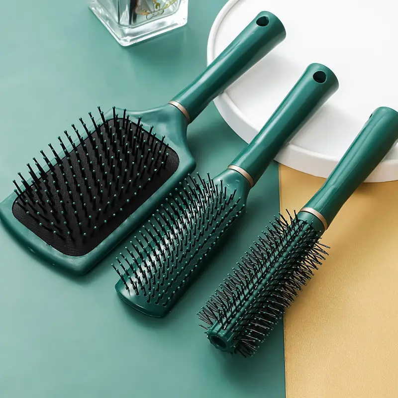 Dark Green Massage Hair Brush with Negative Ion Technology