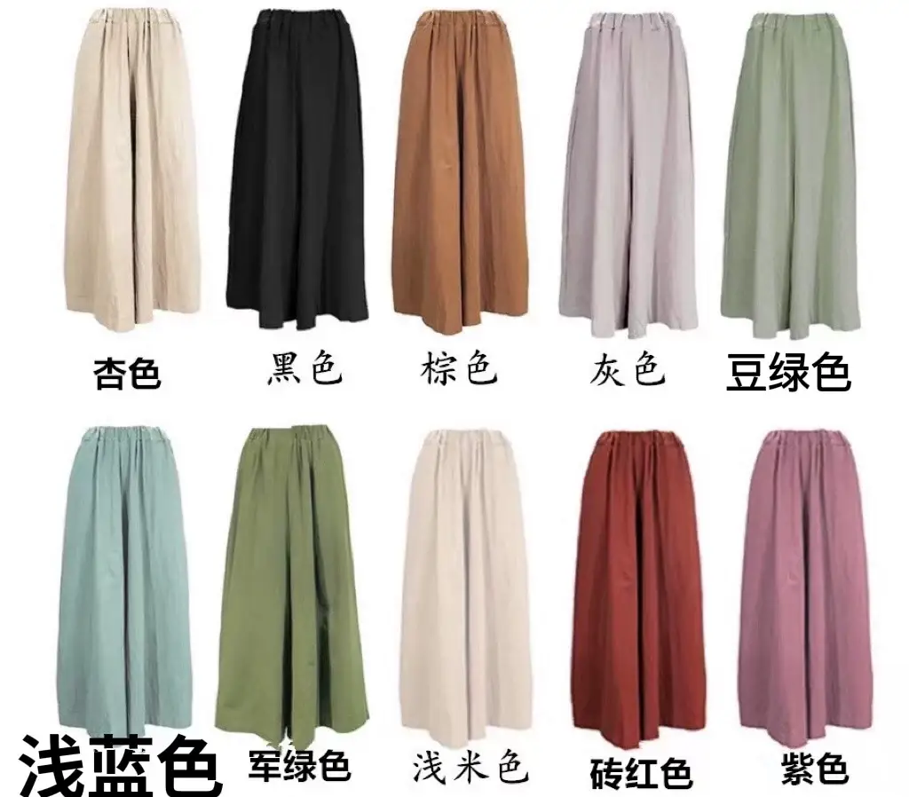 Spring Linen Wide Leg Pants Large for Chubby Girls — feature 2