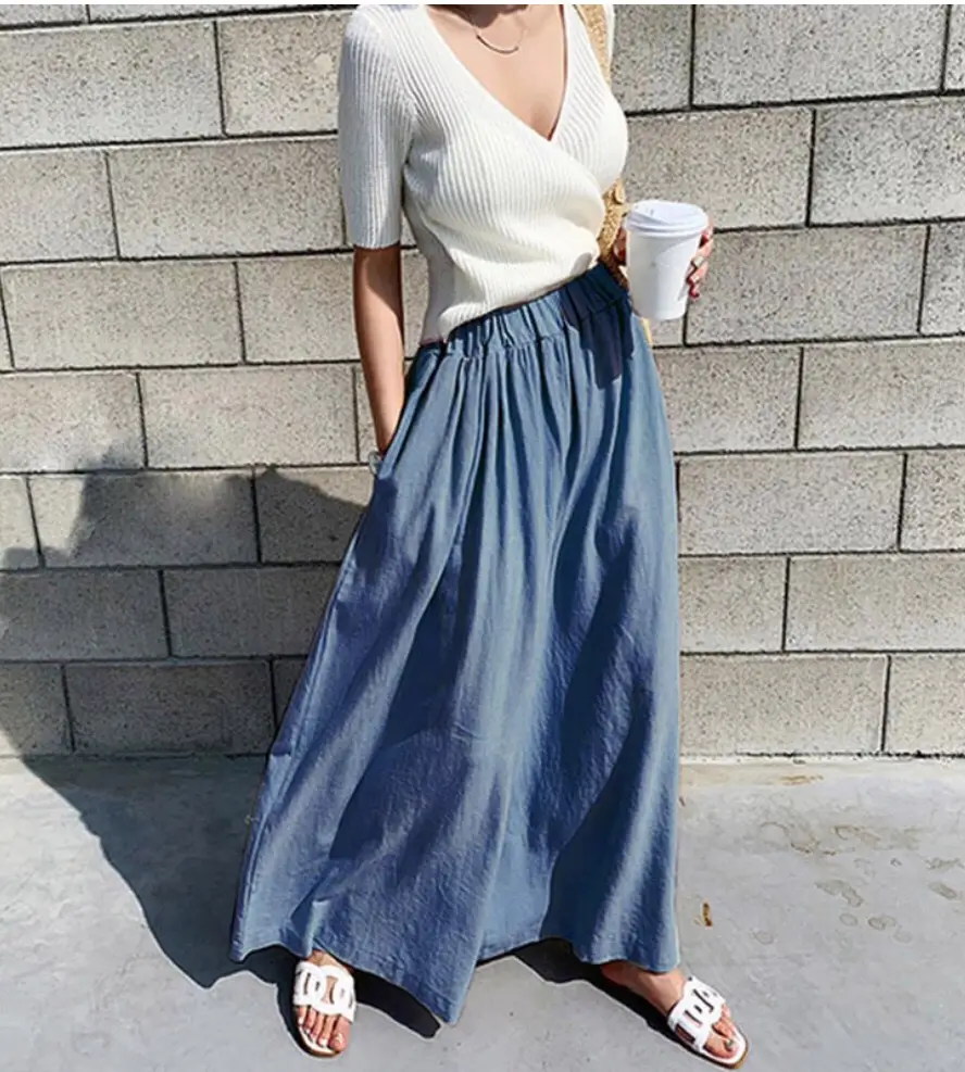 Spring Linen Wide Leg Pants Large for Chubby Girls - Image 11