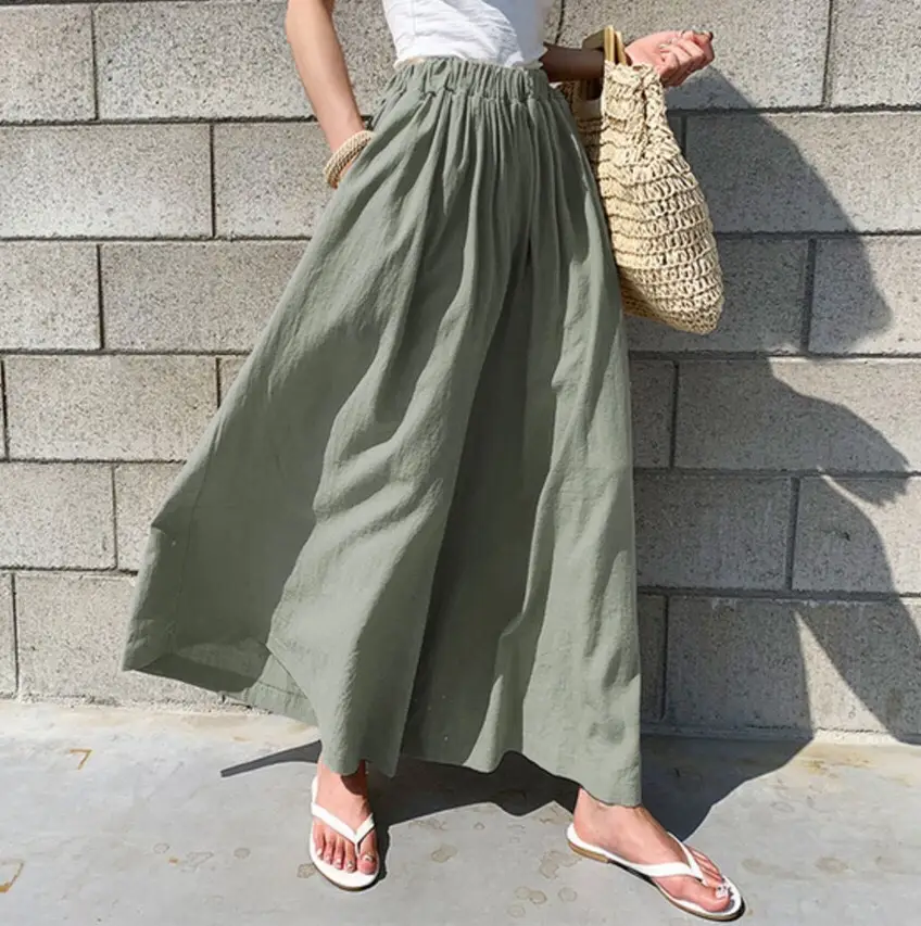 Spring Linen Wide Leg Pants Large for Chubby Girls - Image 7