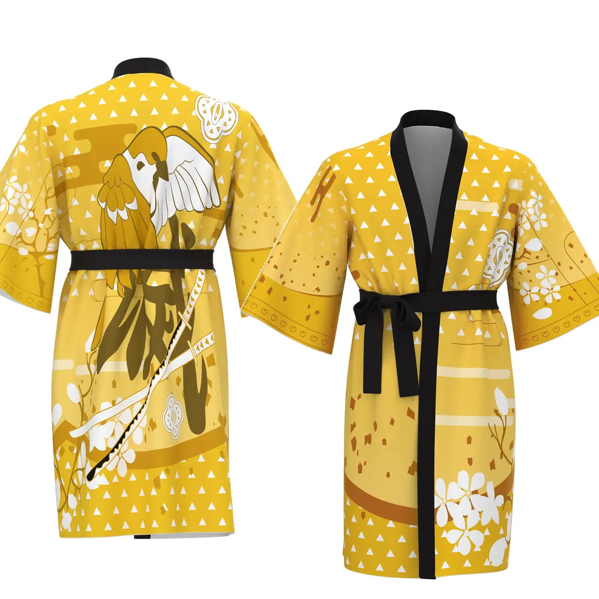 Yellow Triangle Ghost Blade Kimono Bathrobe - Image 10