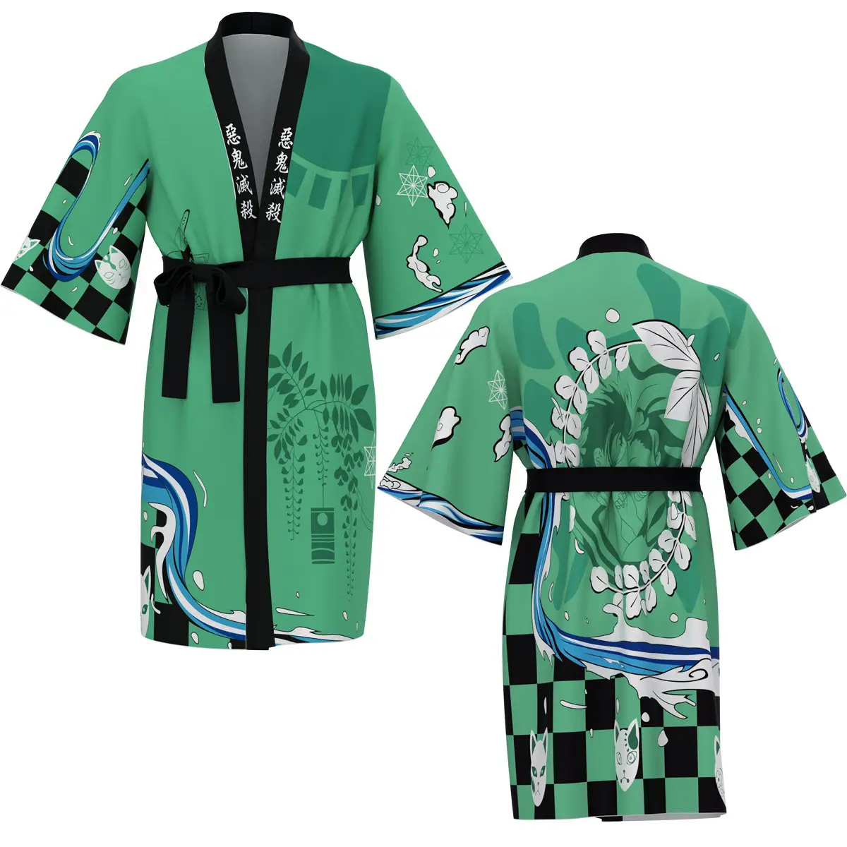 Yellow Triangle Ghost Blade Kimono Bathrobe - Image 4