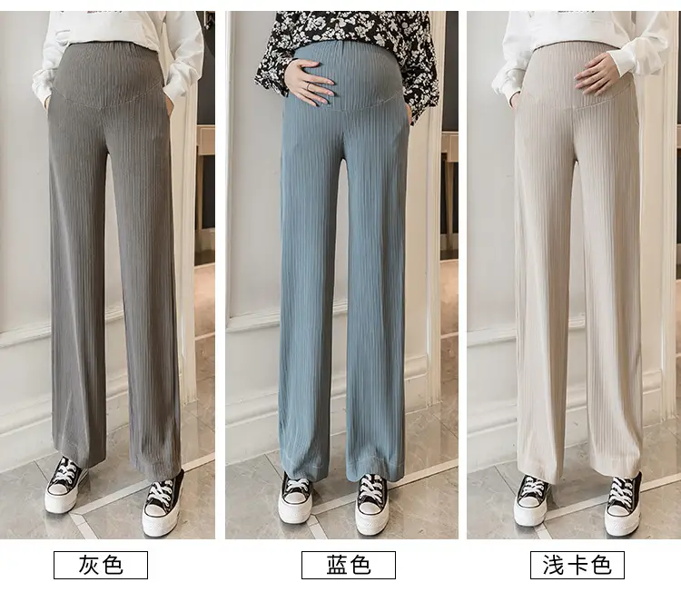 Pregnant Women's Wide Leg Pants Black Spring Autumn Loose Fit — feature 21