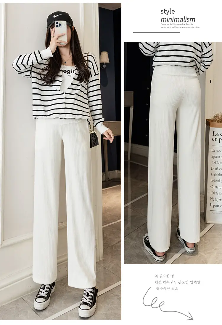 Pregnant Women's Wide Leg Pants Black Spring Autumn Loose Fit — feature 24