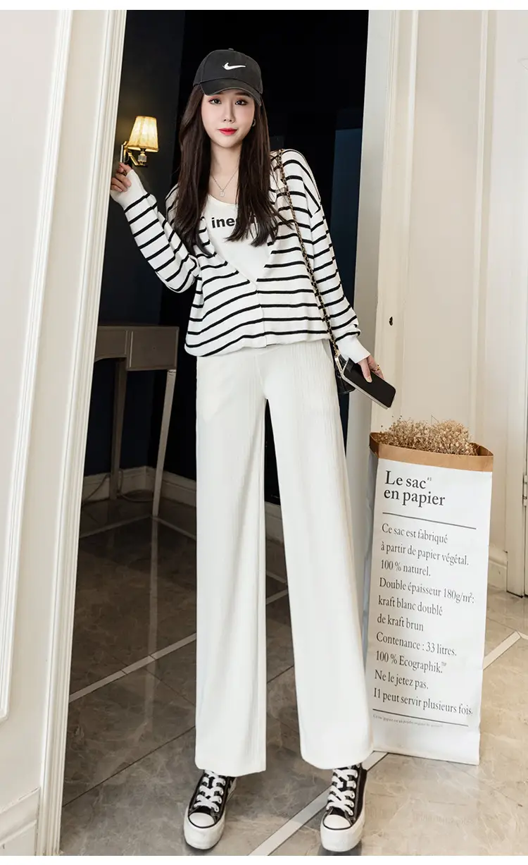 Pregnant Women's Wide Leg Pants Black Spring Autumn Loose Fit — feature 25