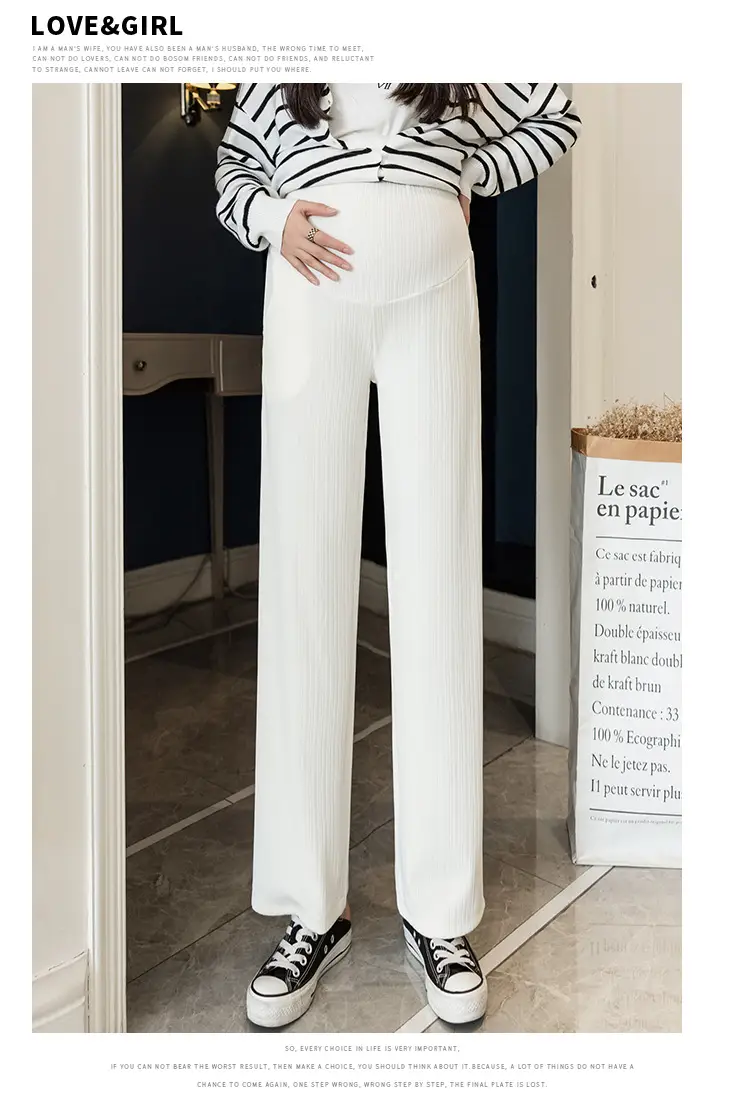 Pregnant Women's Wide Leg Pants Black Spring Autumn Loose Fit — feature 26