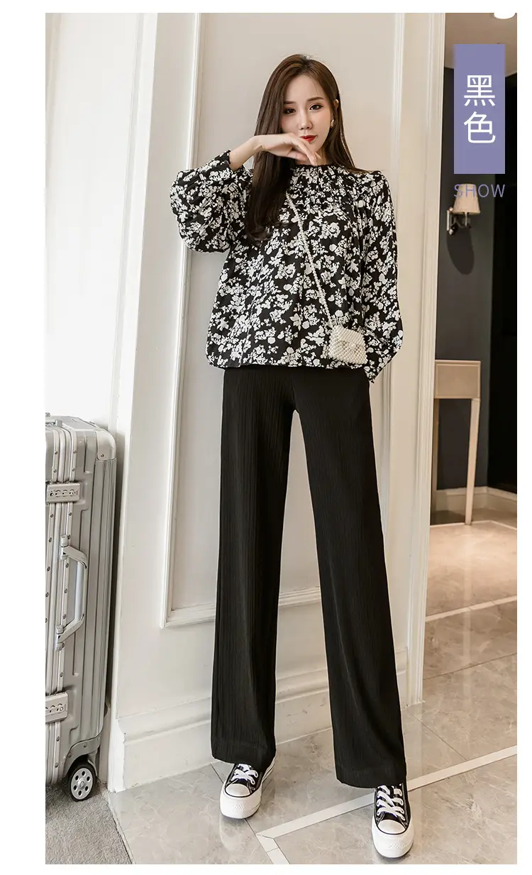 Pregnant Women's Wide Leg Pants Black Spring Autumn Loose Fit — feature 27