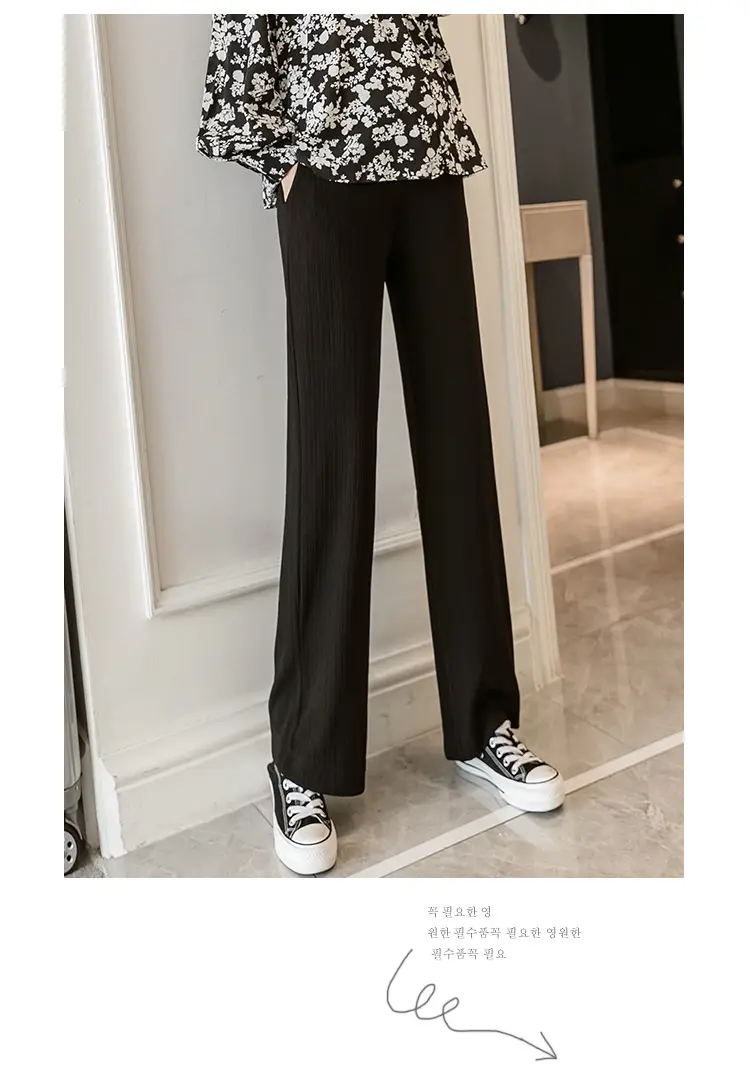 Pregnant Women's Wide Leg Pants Black Spring Autumn Loose Fit — feature 28