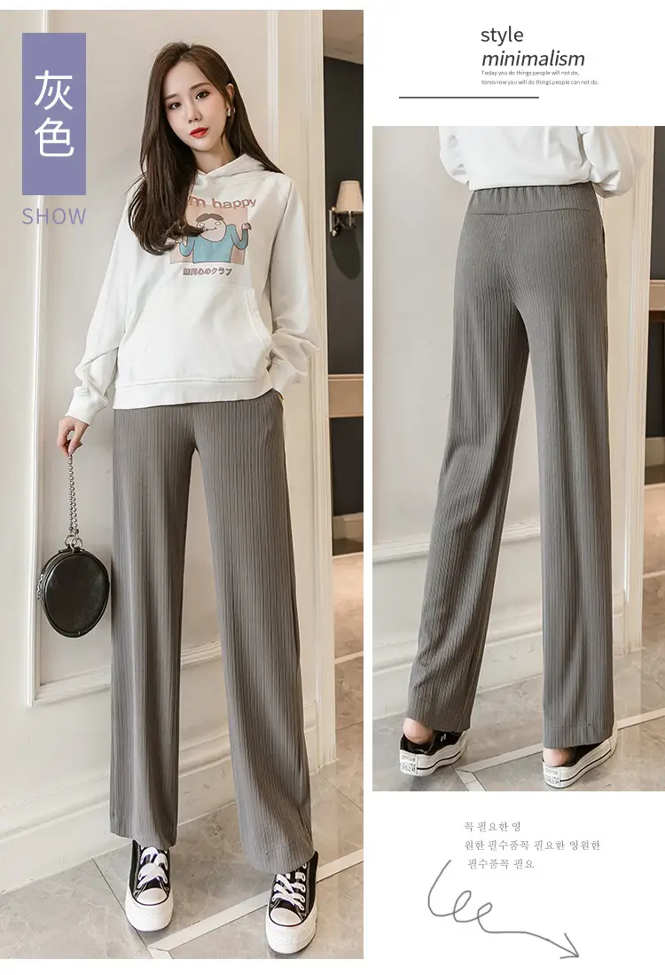 Pregnant Women's Wide Leg Pants Black Spring Autumn Loose Fit — feature 32