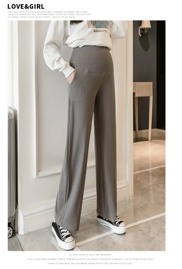 Pregnant Women's Wide Leg Pants Black Spring Autumn Loose Fit — feature 34