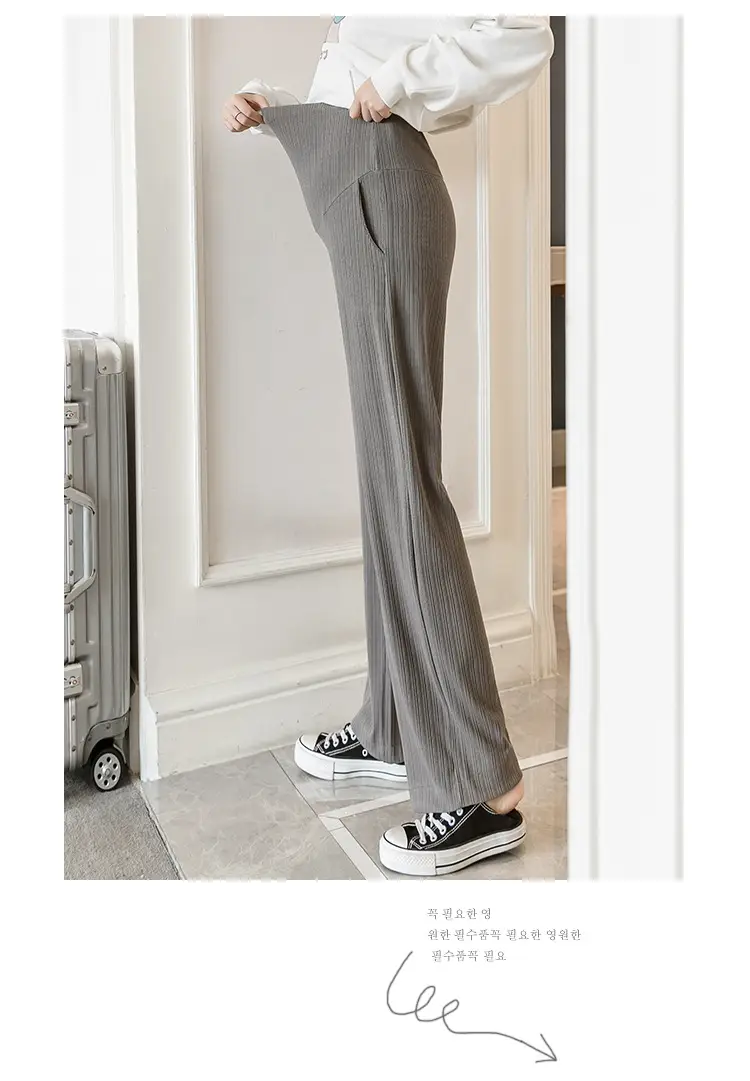 Pregnant Women's Wide Leg Pants Black Spring Autumn Loose Fit — feature 36