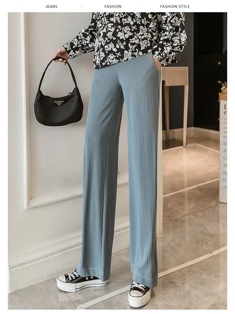 Pregnant Women's Wide Leg Pants Black Spring Autumn Loose Fit — feature 39