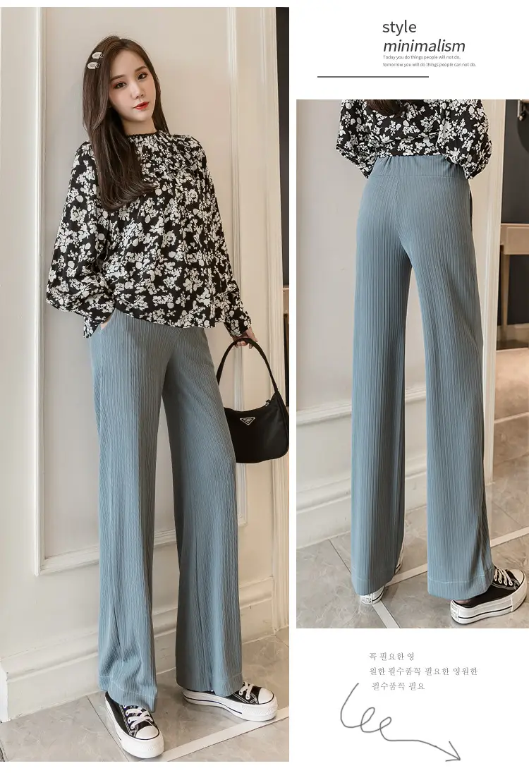 Pregnant Women's Wide Leg Pants Black Spring Autumn Loose Fit — feature 40