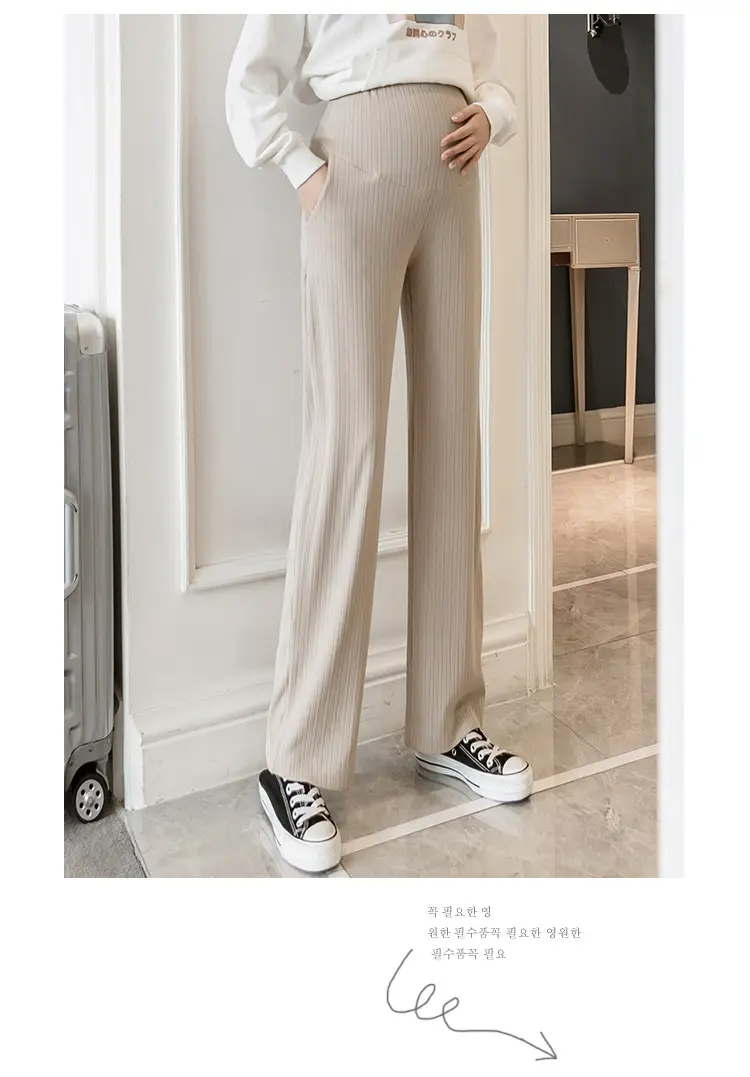 Pregnant Women's Wide Leg Pants Black Spring Autumn Loose Fit — feature 44