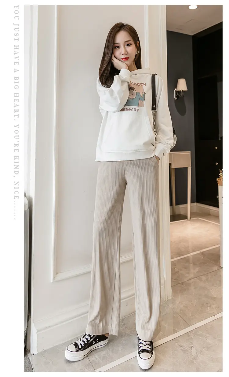 Pregnant Women's Wide Leg Pants Black Spring Autumn Loose Fit — feature 45