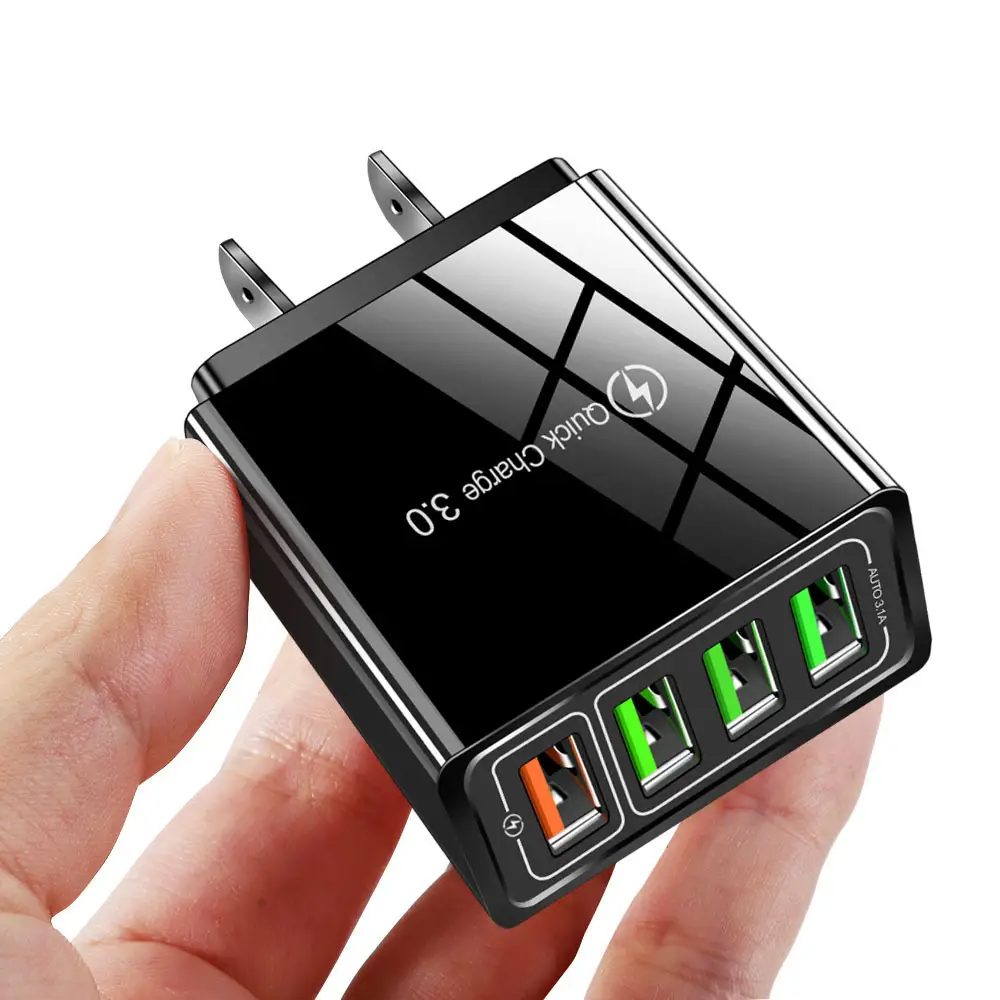 4 Usb Fast Charging Mobile Charger with LED Status Lights