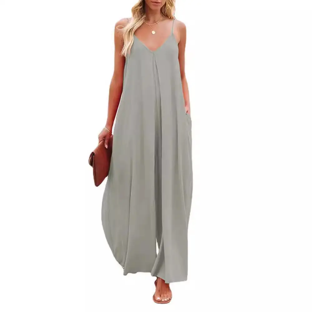 Women 2025 Summer Wide Leg Pants Pure Grey - Image 10