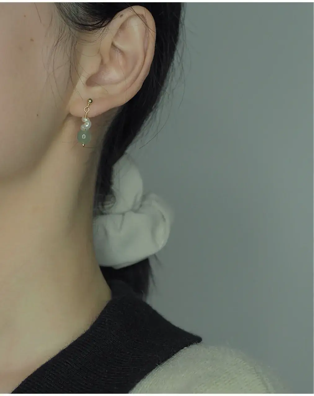 Elegant Green Jade Pearl Gold Bean Earrings for Women — feature 10