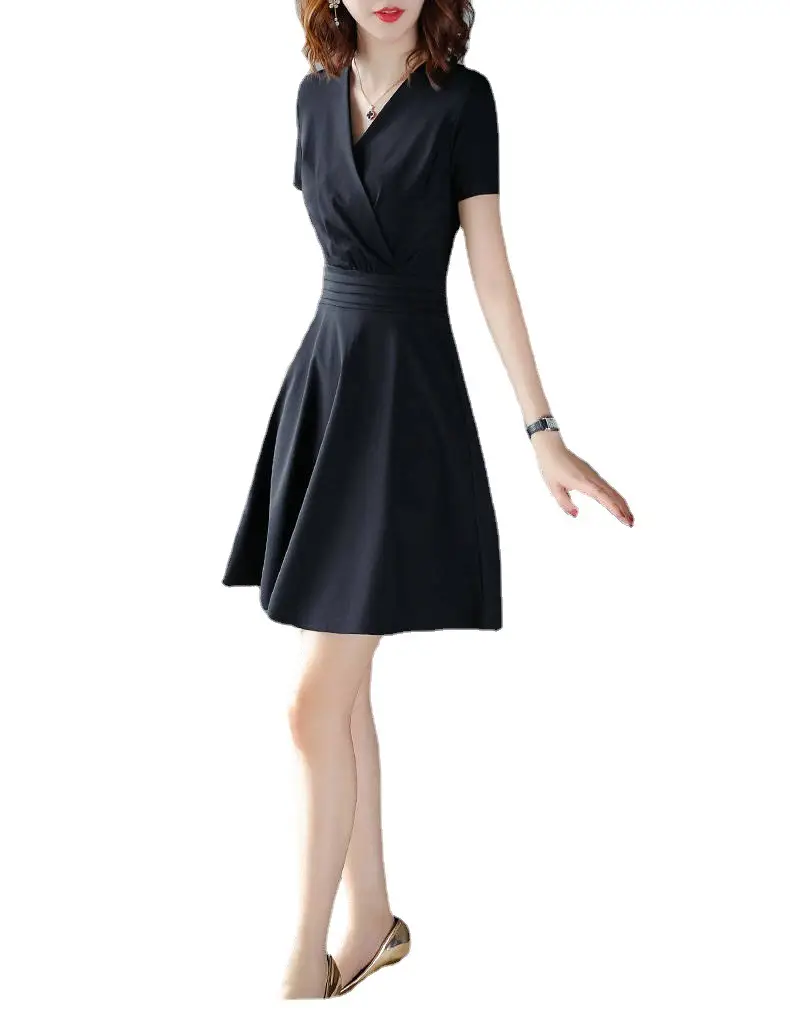2020 Summer Women V-neck Slim Fit Red Dress - Image 5