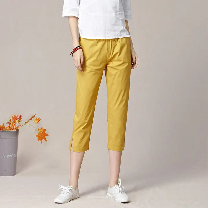 Women's Orange Capri Pants Harlan Large Thin Cotton - Image 9