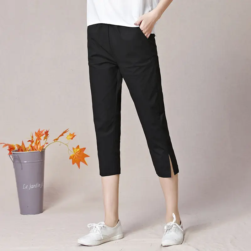 Women's Orange Capri Pants Harlan Large Thin Cotton - Image 2