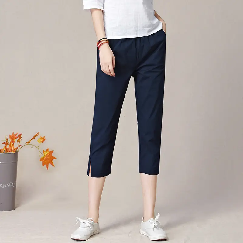 Women's Orange Capri Pants Harlan Large Thin Cotton - Image 3
