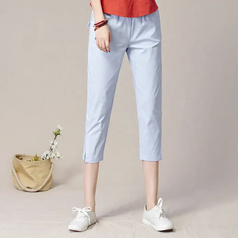 Women's Orange Capri Pants Harlan Large Thin Cotton - Image 4