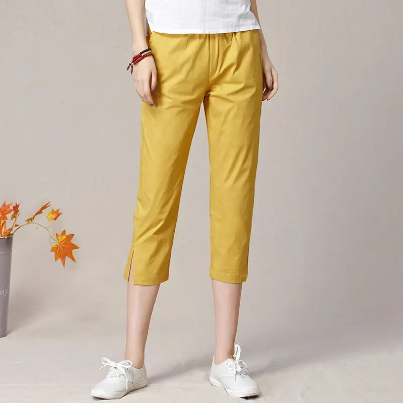 Women's Orange Capri Pants Harlan Large Thin Cotton - Image 6