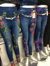 Women High Waist Denim Leggings 8-Size Blue — feature 13