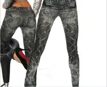 Women High Waist Denim Leggings 8-Size Blue — feature 7