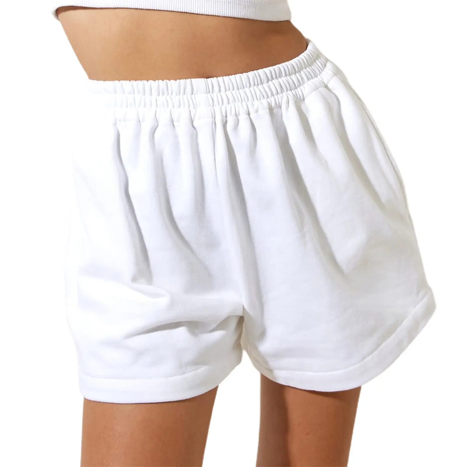 Women's 2025 Elastic Waist Loose Shorts Brown